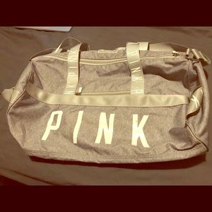 VS PINK grey and white sport duffle bag